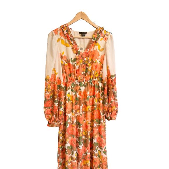 NEW Anthropologie Vineet Long Dress 70s Floral Artsy Boho Hippie XS Cottagecore - Picture 9 of 12